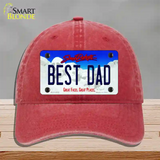 Best Dad South Dakota Novelty License Plate Hat Unconstructed Cotton / Red