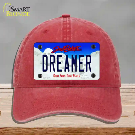 Dreamer South Dakota Novelty License Plate Hat Unconstructed Cotton / Red