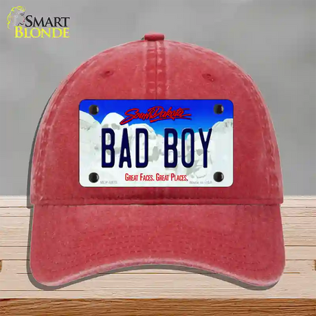 Bad Boy South Dakota Novelty License Plate Hat Unconstructed Cotton / Red