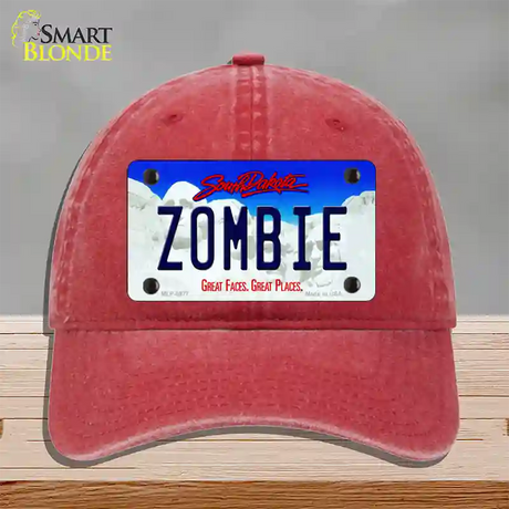 Zombie South Dakota Novelty License Plate Hat Unconstructed Cotton / Red