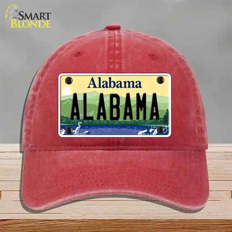 Alabama Hills Novelty License Plate Hat Unconstructed Cotton / Red