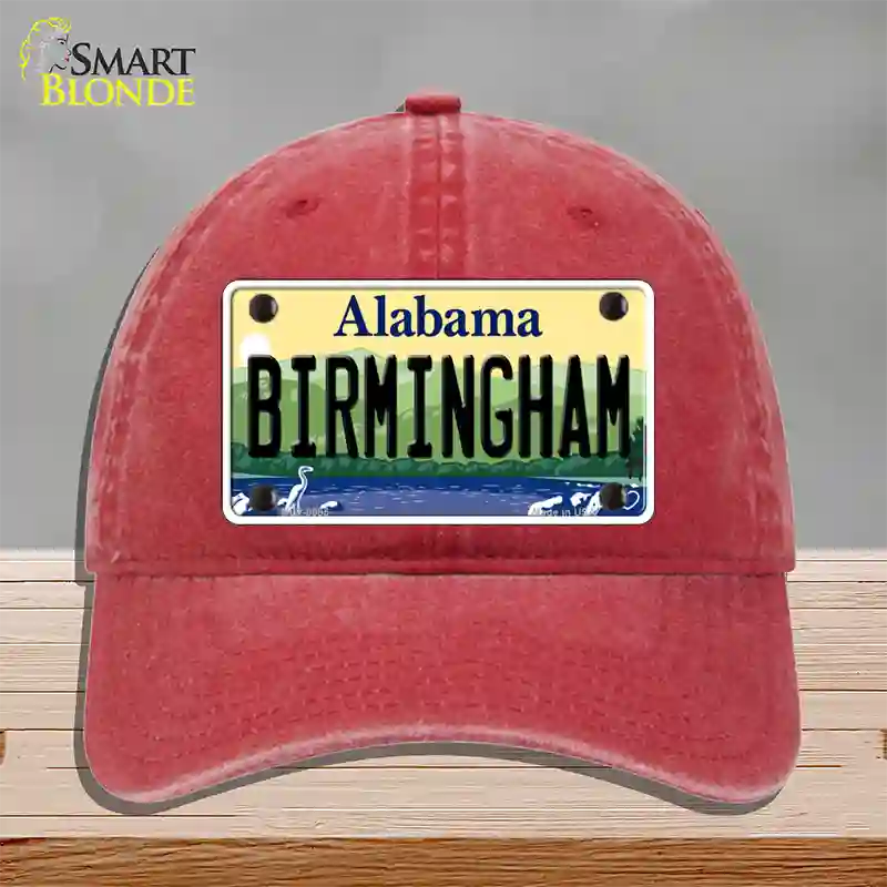 Birmingham Alabama Novelty License Plate Hat Unconstructed Cotton / Red