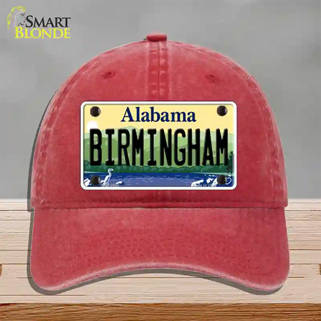 Birmingham Alabama Novelty License Plate Hat Unconstructed Cotton / Red