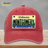 Montgomery Alabama Novelty License Plate Hat Unconstructed Cotton / Red