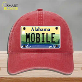 Mobile Alabama Novelty License Plate Hat Unconstructed Cotton / Red