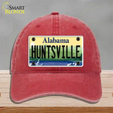 Huntsville Alabama Novelty License Plate Hat Unconstructed Cotton / Red