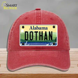 Dothan Alabama Novelty License Plate Hat Unconstructed Cotton / Red