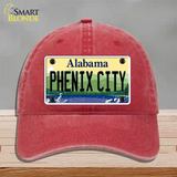 Phenix City Alabama Novelty License Plate Hat Unconstructed Cotton / Red