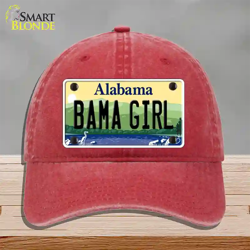 Bama Girl Alabama Novelty License Plate Hat Unconstructed Cotton / Red