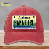 Bama Girl Alabama Novelty License Plate Hat Unconstructed Cotton / Red