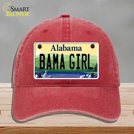 Bama Girl Alabama Novelty License Plate Hat Unconstructed Cotton / Red