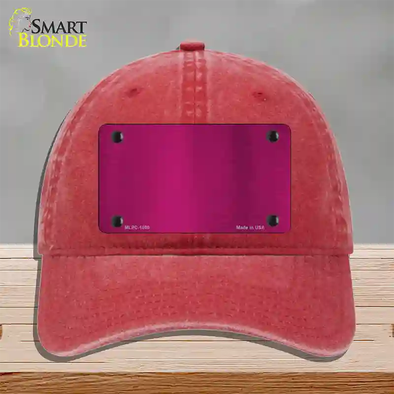 Pink Metallic Solid Novelty License Plate Hat Unconstructed Cotton / Red