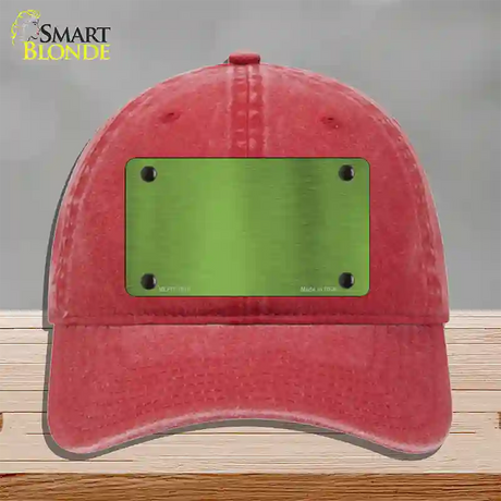 Lime Green Metallic Solid Novelty License Plate Hat Unconstructed Cotton / Red