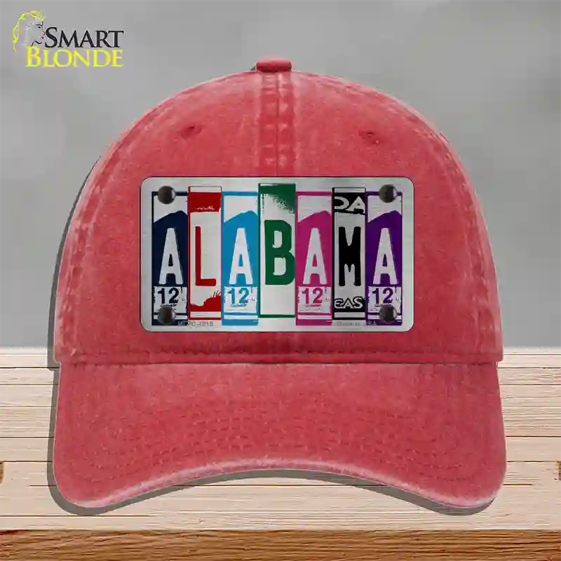 Alabama License Plate Art Novelty License Plate Hat Unconstructed Cotton / Red