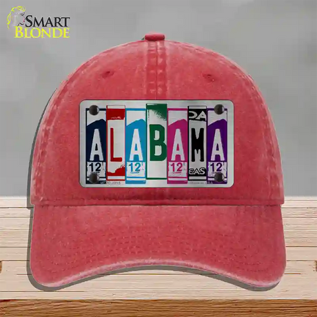 Alabama License Plate Art Novelty License Plate Hat Unconstructed Cotton / Red