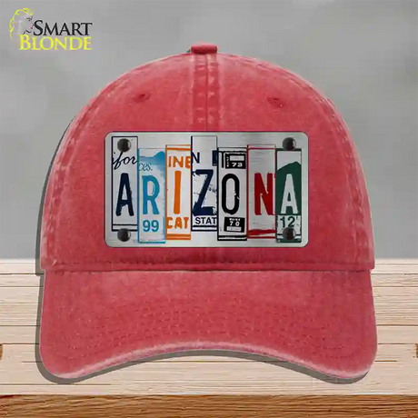 Arizona License Plate Art Novelty License Plate Hat Unconstructed Cotton / Red