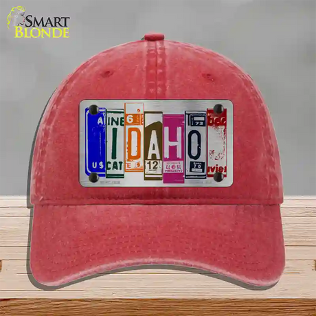 Idaho License Plate Art Novelty License Plate Hat Unconstructed Cotton / Red