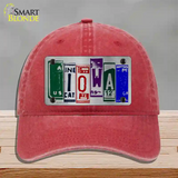 Iowa License Plate Art Novelty License Plate Hat Unconstructed Cotton / Red