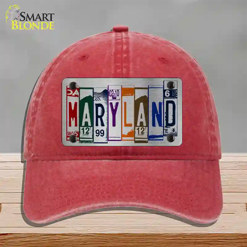 Maryland License Plate Art Novelty License Plate Hat Unconstructed Cotton / Red