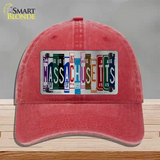 Massachusetts License Plate Art Novelty License Plate Hat Unconstructed Cotton / Red