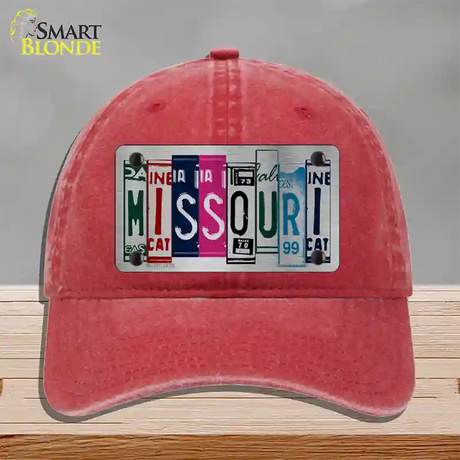 Missouri License Plate Art Novelty License Plate Hat Unconstructed Cotton / Red