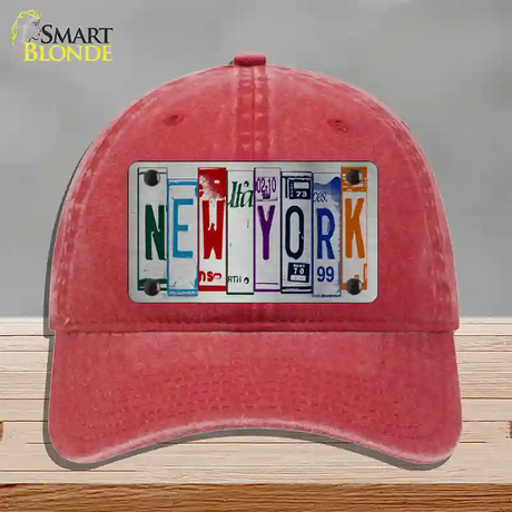 New York License Plate Art Novelty License Plate Hat Unconstructed Cotton / Red