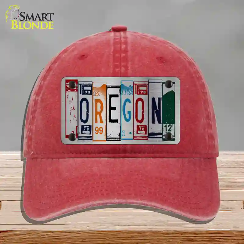 Oregon License Plate Art Novelty License Plate Hat Unconstructed Cotton / Red