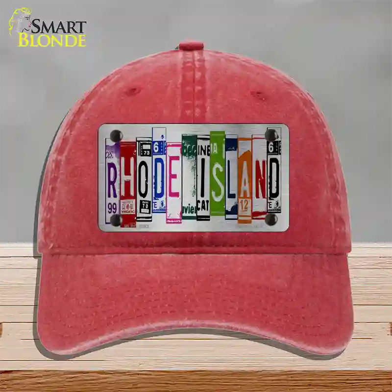 Rhode Island License Plate Art Novelty License Plate Hat Unconstructed Cotton / Red