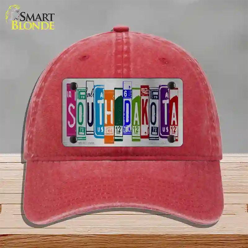 South Dakota License Plate Art Novelty License Plate Hat Unconstructed Cotton / Red