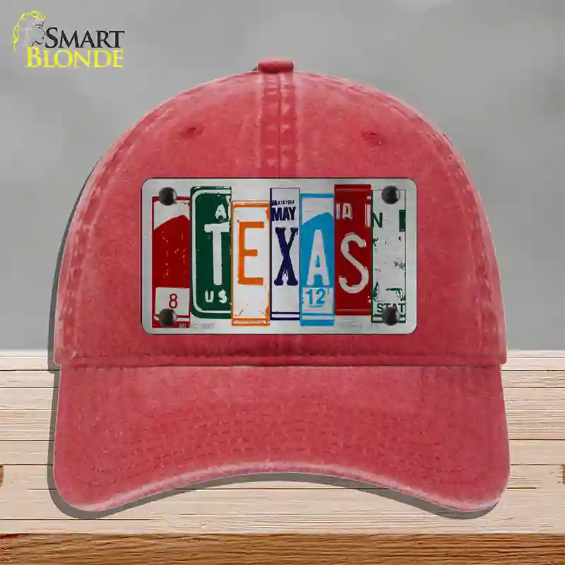 Texas License Plate Art Novelty License Plate Hat Unconstructed Cotton / Red