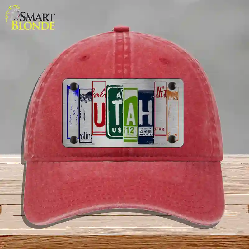 Utah License Plate Art Novelty License Plate Hat Unconstructed Cotton / Red