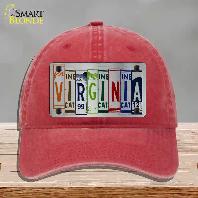 Virginia License Plate Art Novelty License Plate Hat Unconstructed Cotton / Red