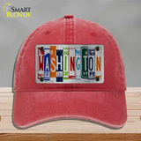 Washington License Plate Art Novelty License Plate Hat Unconstructed Cotton / Red