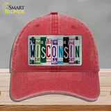 Wisconsin License Plate Art Novelty License Plate Hat Unconstructed Cotton / Red