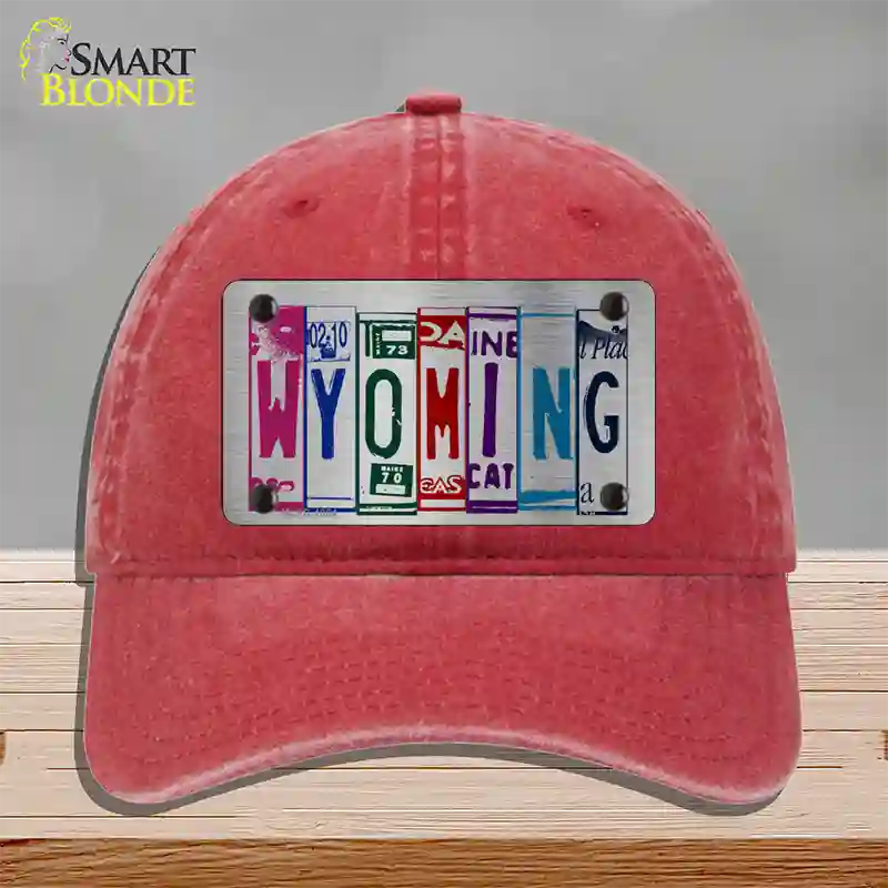 Wyoming License Plate Art Novelty License Plate Hat Unconstructed Cotton / Red