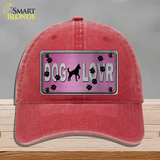 Dog Lover Pink Brushed Chrome Novelty License Plate Hat Tag Unconstructed Cotton / Red