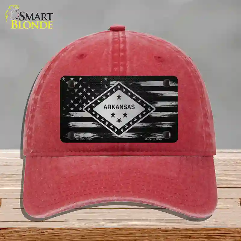 Arkansas Carbon Fiber Novelty License Plate Hat Unconstructed Cotton / Red