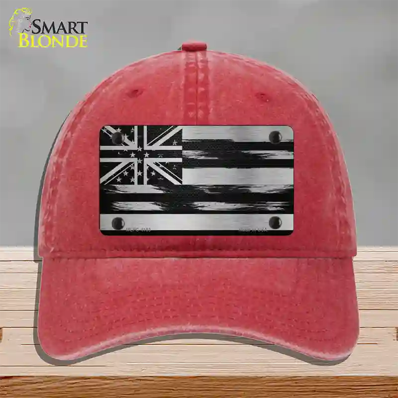 Hawaii Carbon Fiber Novelty License Plate Hat Unconstructed Cotton / Red