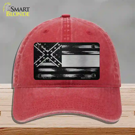 Mississippi Carbon Fiber Novelty License Plate Hat Unconstructed Cotton / Red