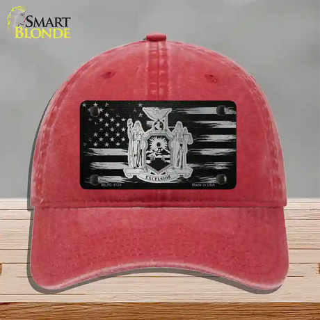 New York Carbon Fiber Novelty License Plate Hat Unconstructed Cotton / Red