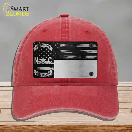 North Carolina Carbon Fiber Novelty License Plate Hat Unconstructed Cotton / Red