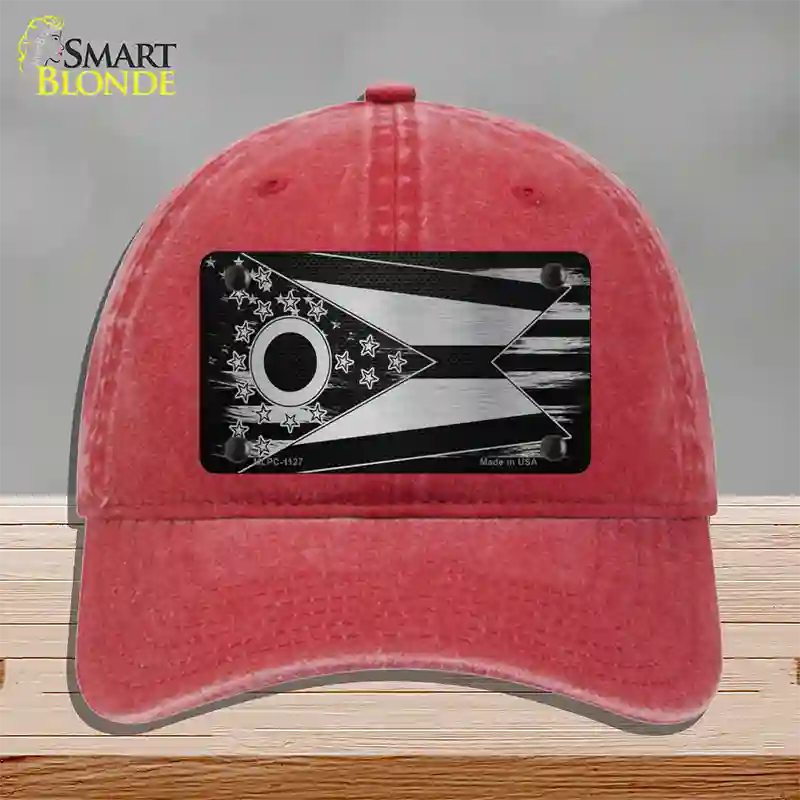 Ohio Carbon Fiber Novelty License Plate Hat Unconstructed Cotton / Red