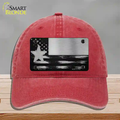 Texas Carbon Fiber Novelty License Plate Hat Unconstructed Cotton / Red