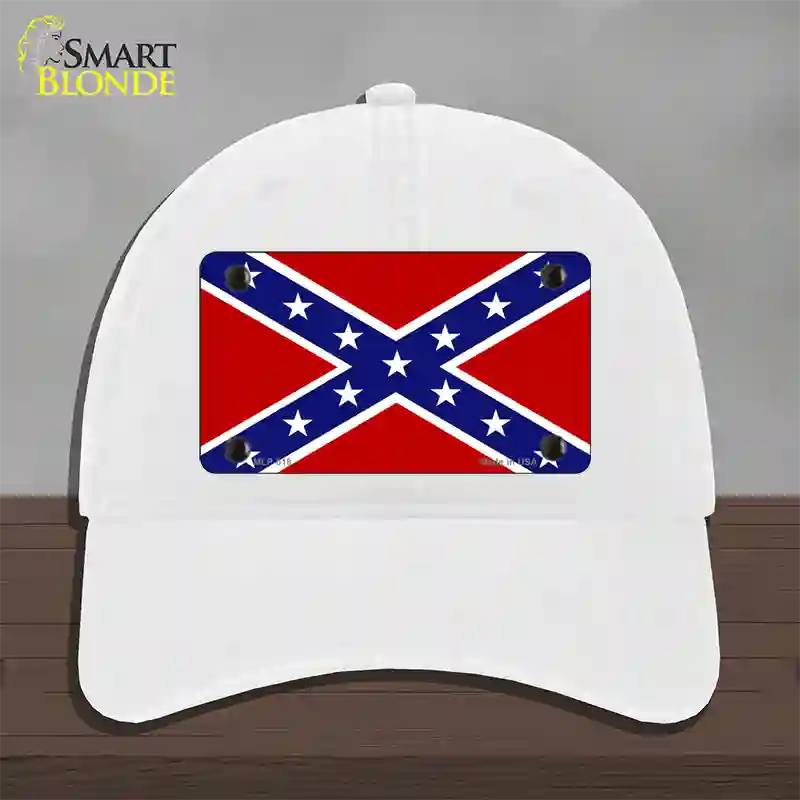 Confederate Flag Novelty License Plate Hat Unconstructed Cotton / White