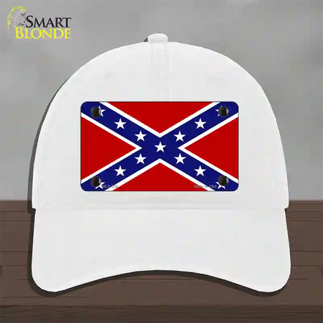 Confederate Flag Novelty License Plate Hat Unconstructed Cotton / White