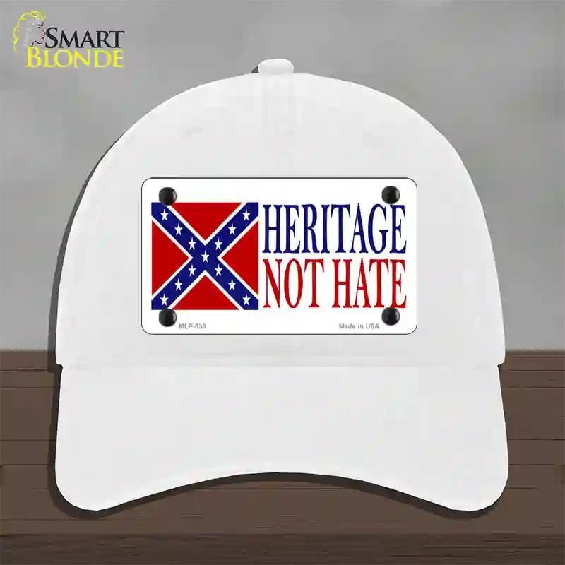 Heritage Not Hate Flag Novelty License Plate Hat Unconstructed Cotton / White