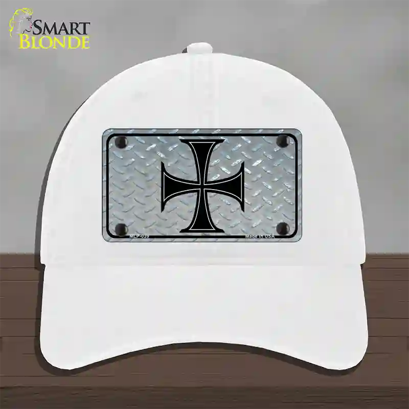 Maltese Cross Novelty License Plate Hat Unconstructed Cotton / White