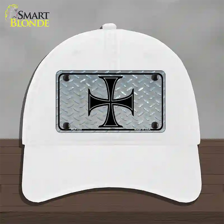 Maltese Cross Novelty License Plate Hat Unconstructed Cotton / White