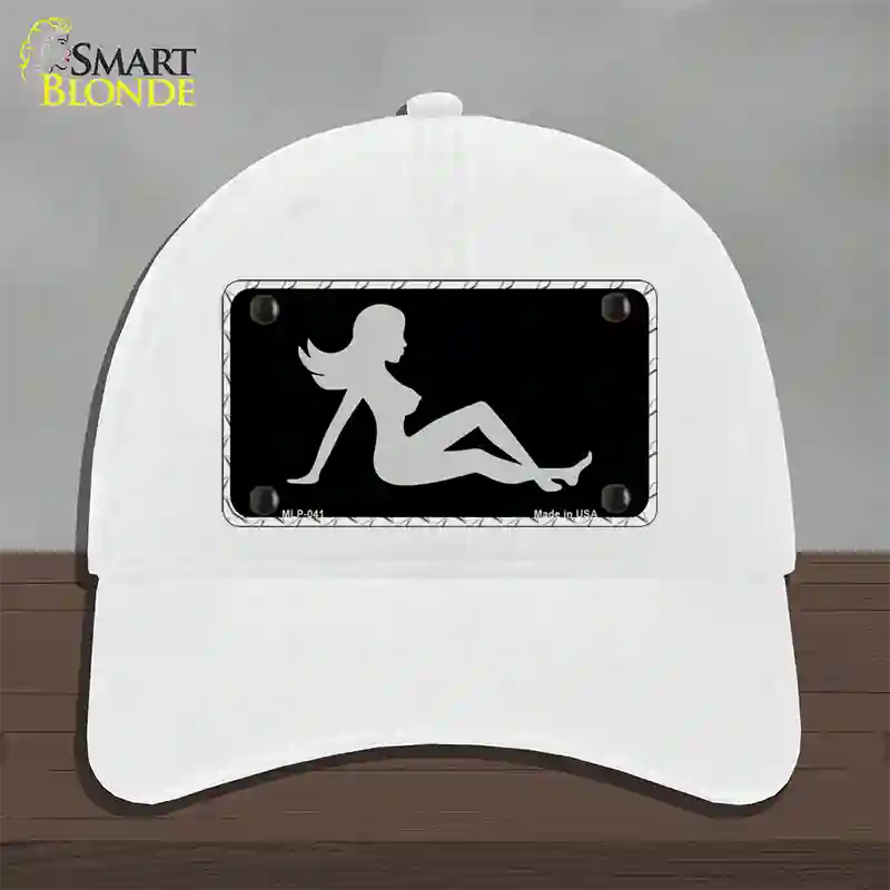 Mud Flap Girl Sillouette Novelty License Plate Hat Unconstructed Cotton / White