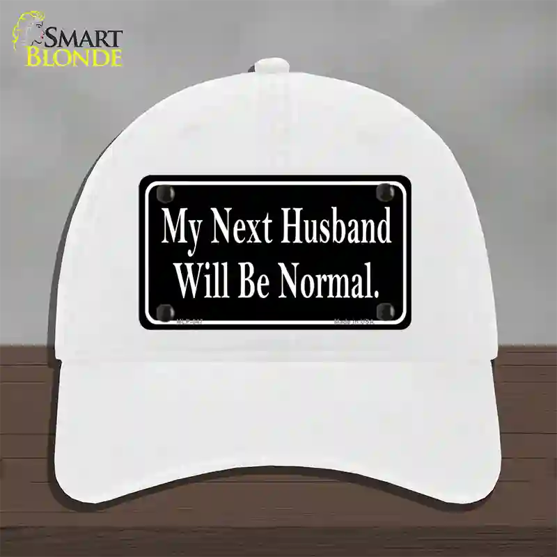 My Next Husband NoveltyNovelty License Plate Hat Unconstructed Cotton / White